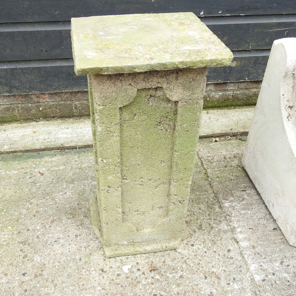 A reconstituted stone urn, on a matched pedestal base, - Image 2 of 9