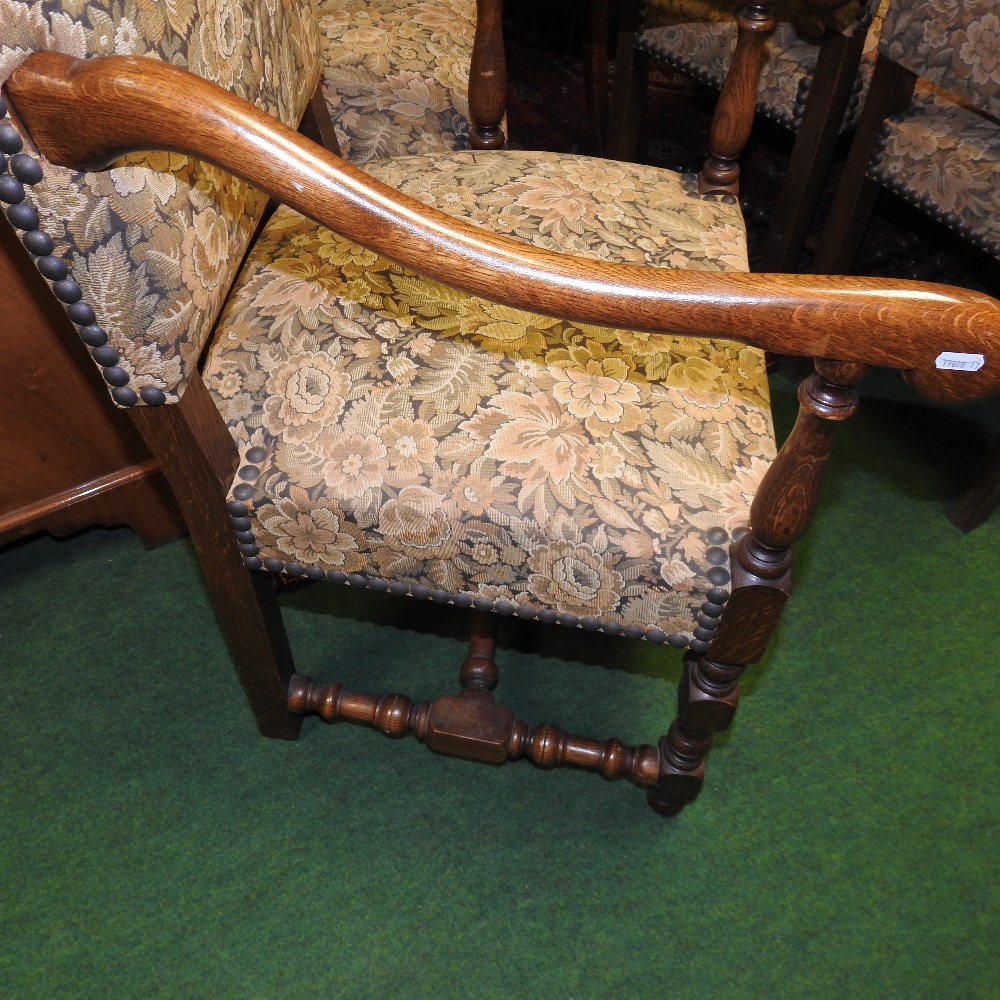 A set of ten 20th century floral upholstered high back dining chairs, of 17th century style, - Image 13 of 14