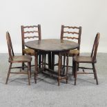 A 20th century children's gateleg dining table, 64 x 60cm,