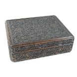 An Eastern carved hardwood box, with a removable lid,