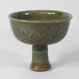 A modern Chinese green glazed pedestal cup,