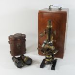 A mid 20th century Carl Zeiss Jena brass cased microscope, no.