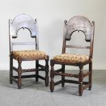 A set of four modern 17th century style oak dining chairs,