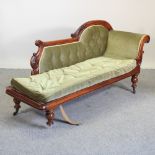 A Victorian upholstered chaise longue,