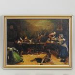 Continental school, early 20th century, The Feuding Card Players, oil on board,