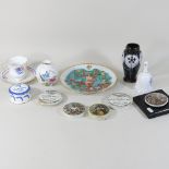 A collection of Prattware and advertising pot lids,