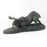 After B C Zkemp, a bronze figure of a moose, on a marble base,