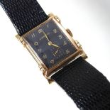 A 1940's Longines Art Deco 14 carat gold cased gentleman's wristwatch,