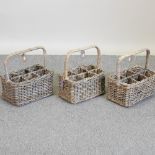 A wicker bottle basket, 36cm,