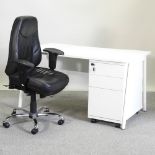 A modern white office desk, 140cm,