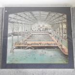A framed poster for Sutro Baths, 1900, dated 1977,