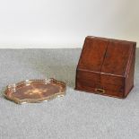 A Victorian burr walnut stationery box, 43cm,