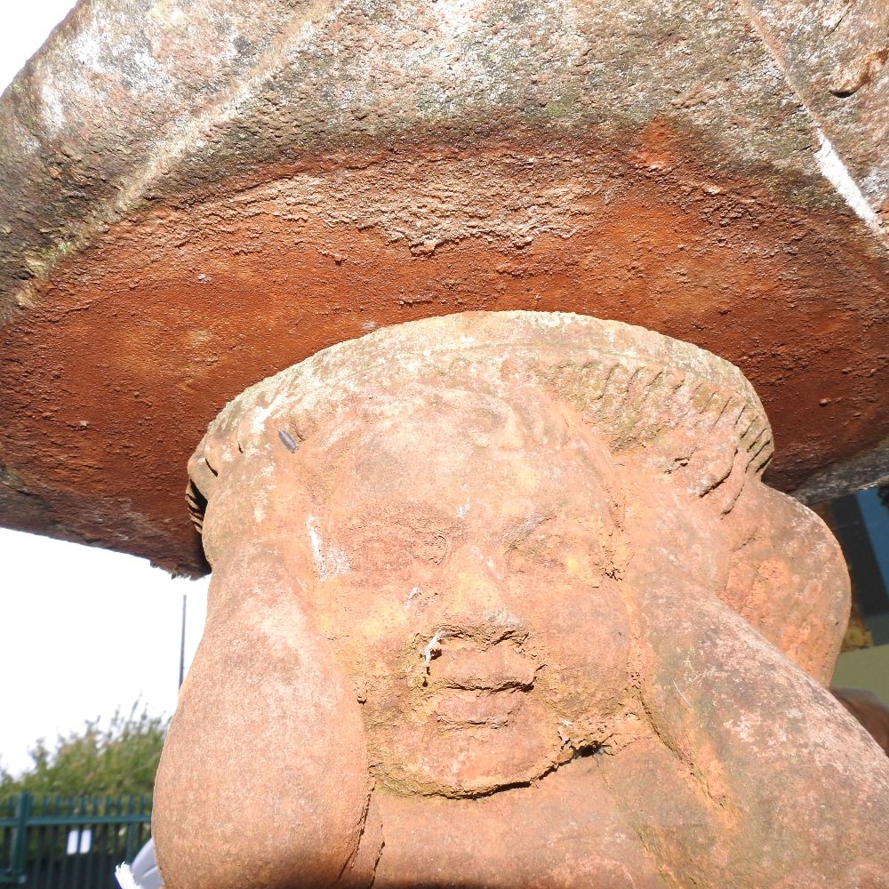 A Haddon style reconstituted stone garden fountain, with figural supports, - Image 7 of 8