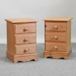 A pair of modern pine bedside chests,