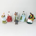 A collection of four Royal Doulton and other porcelain figures, to include The Old Balloon Seller,