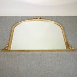 A gilt framed over mantel mirror,