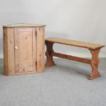 An antique pine corner cabinet, 72cm,