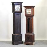 An early 20th century oak cased Grandmother clock, together with another,