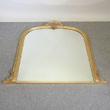 A 20th century gilt framed over mantel mirror,