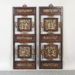 A pair of Qing dynasty style Chinese painted wooden panels,