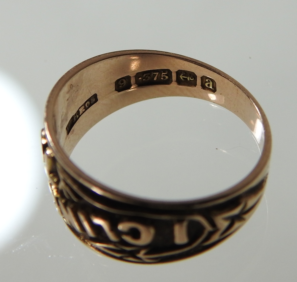 Two 9 carat gold signet rings, sizes V and F, - Image 5 of 5