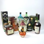 A collection of spirits to include Remy Martin Cognac, Cutty Sark Emerald whisky, Cardhu whisky,