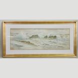 Ernest Stuart, fl1889-1915, waves breaking on the shore, signed watercolour,