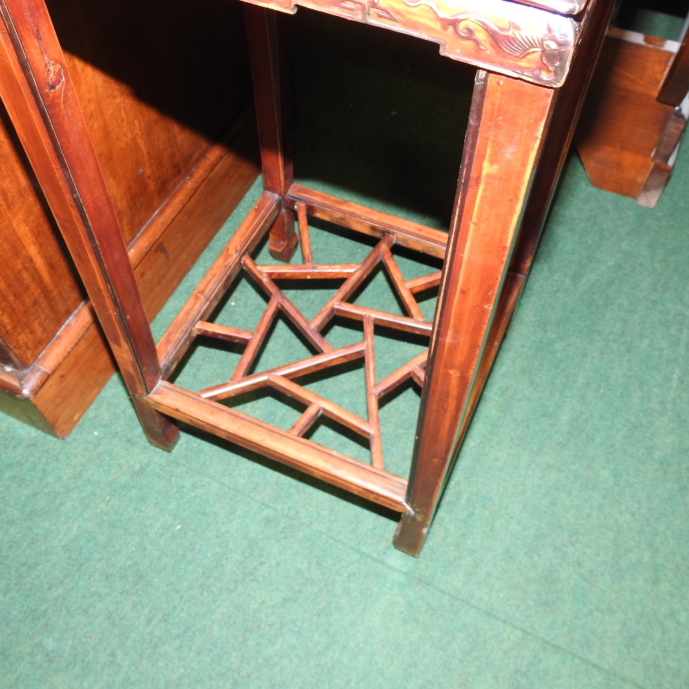 A 20th century Chinese stand, with a blue and white glazed tile top, - Image 4 of 6