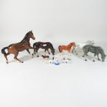 A Beswick model of a horse, 21cm high, together with various other horse models, thimbles,