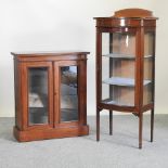 An Edwardian mahogany bow front display cabinet, 58cm,