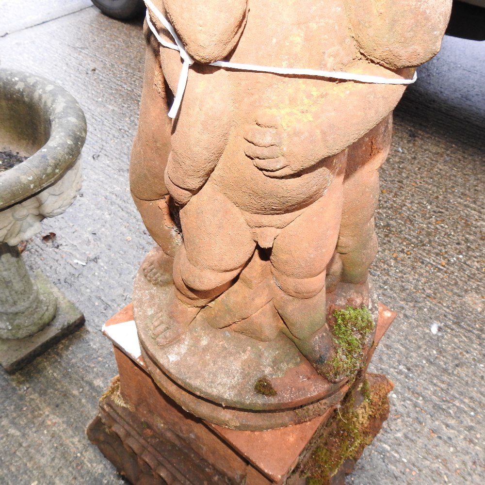 A Haddon style reconstituted stone garden fountain, with figural supports, - Image 8 of 8