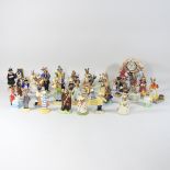 A collection of Royal Doulton Bunnykins figures, together with a mantel clock,