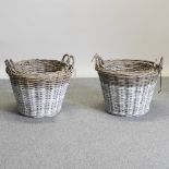 Two pairs of graduated wicker baskets,
