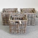 A set of three graduated wicker baskets, largest 38cm,