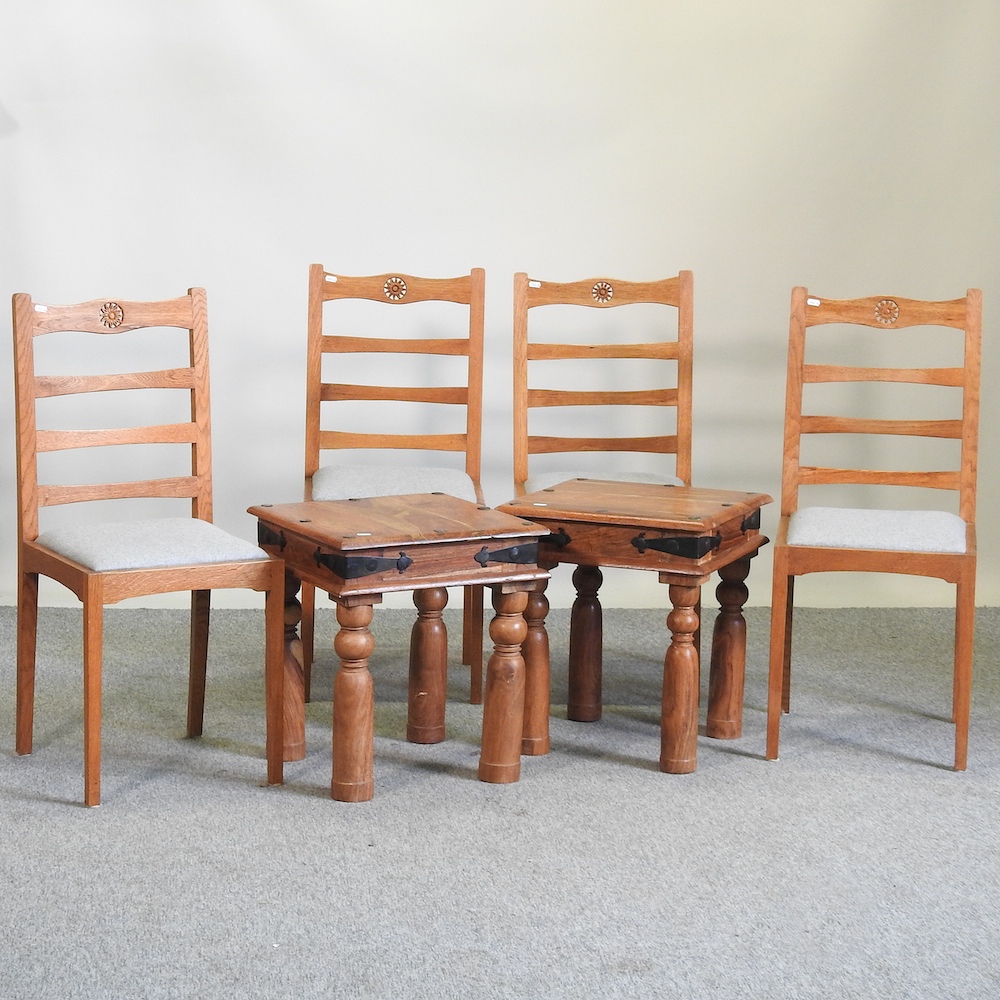 A set of four mid 20th century hand made dining chairs,