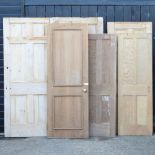 A collection of six various pine doors,