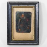 Continental school, 19th century, portrait miniature of a bearded gentleman wearing armour,