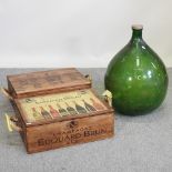 A vintage style champagne advertising wooden box, together with another, 55cm,