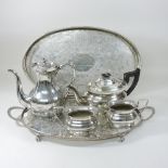 A collection of silver plated items,