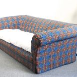 A tartan upholstered sofa, bearing a label for the Conran Shop,