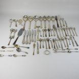 A collection of silver and plated items, to include souvenir spoons,