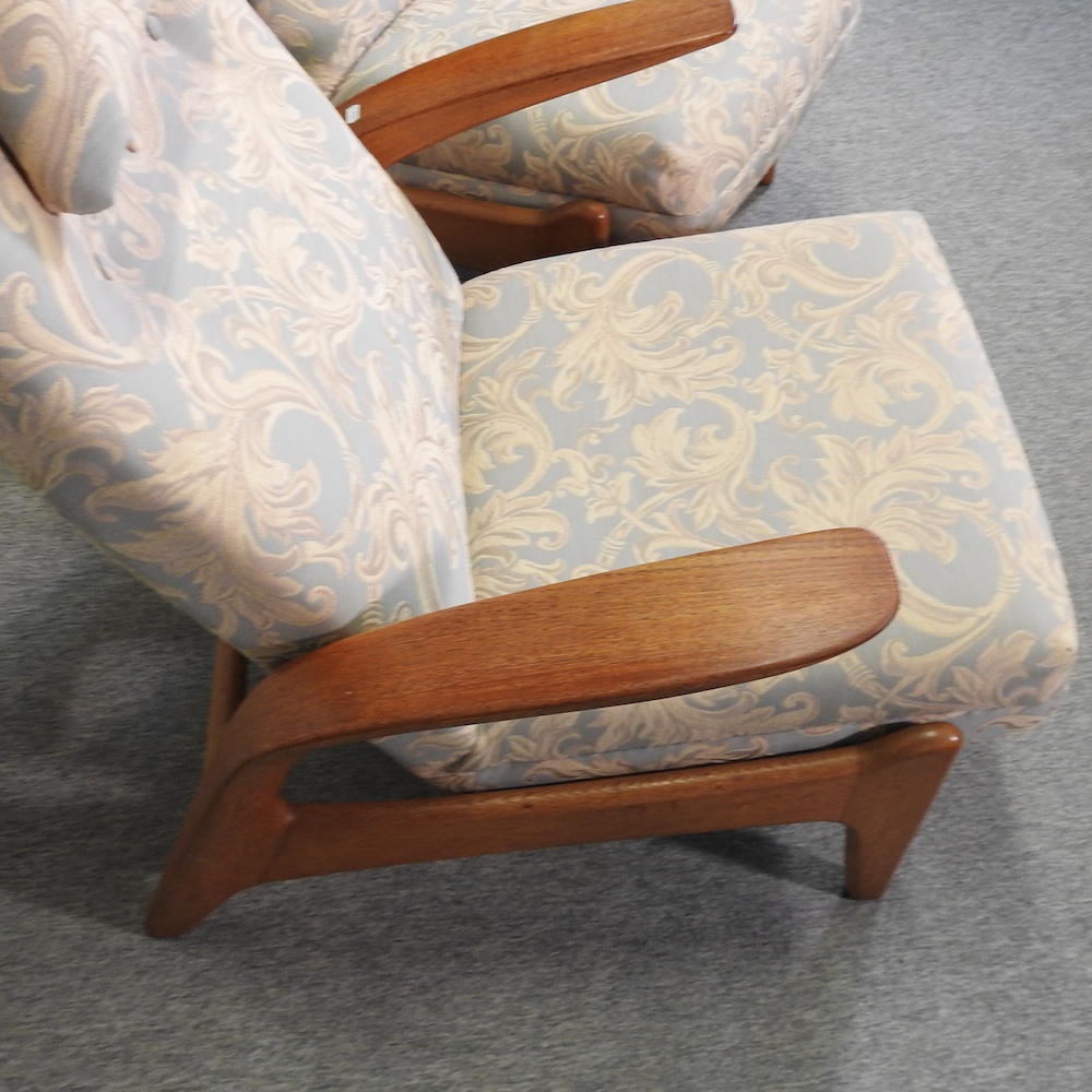 A pair of 1970's teak Gimson and Slater 'Rock n Rest' reclining armchairs, - Image 5 of 16