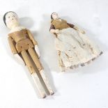 An Austrian wooden doll, possibly Grodnertal, 29cm high,