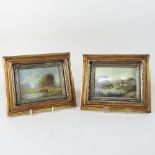 Holds, 20th century, a pair of hunting scenes, signed, oil,