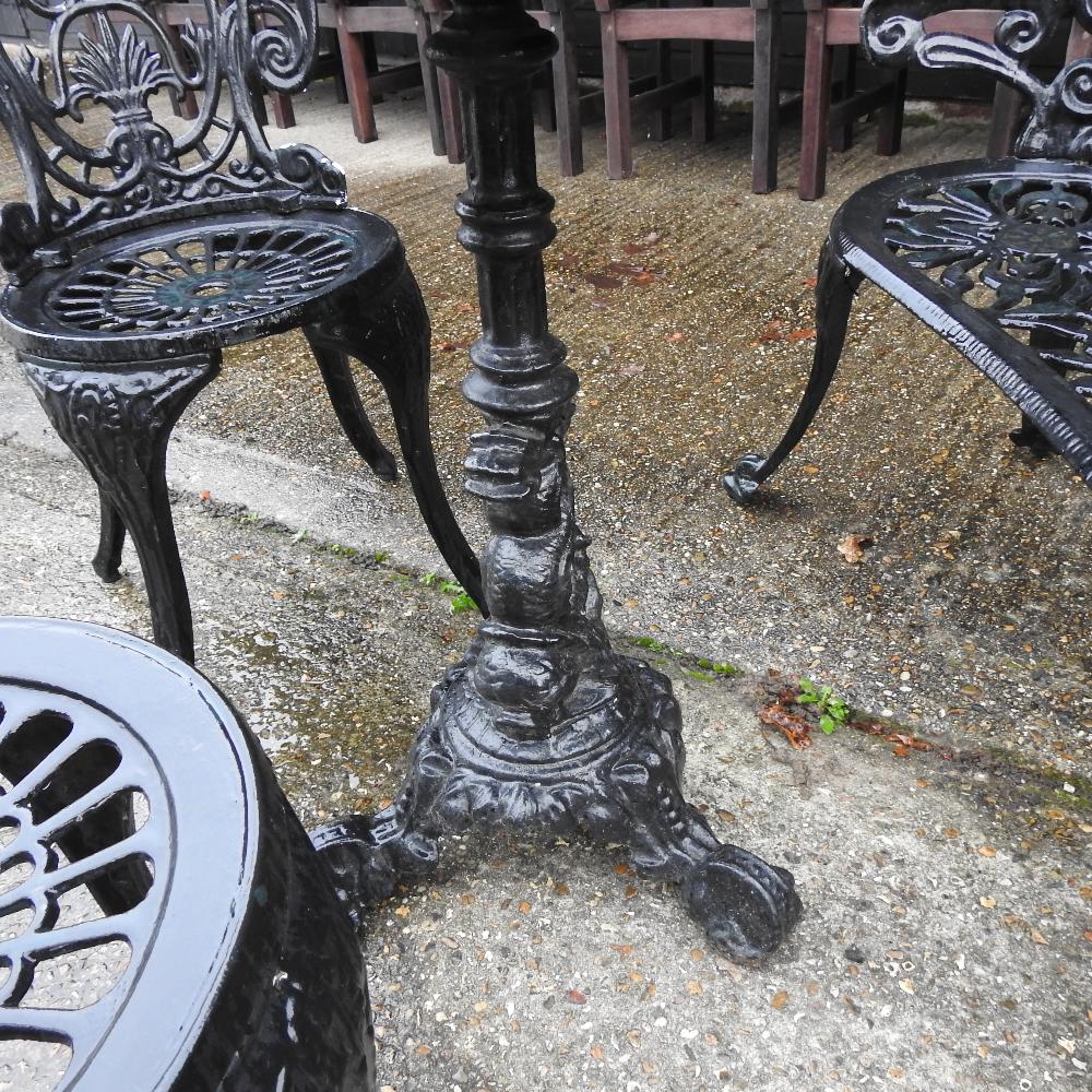 A black painted garden bench, 102cm, together with a pair of chairs, - Image 8 of 8