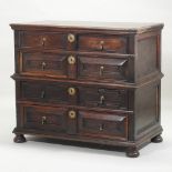 Amended - An 18th century and later oak chest of drawers, in two sections,