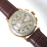 A 1940's Chronograph Suisse 18 carat gold cased gentleman's wristwatch,