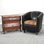 An early 20th century French style bombe chest of drawers, 74cm,