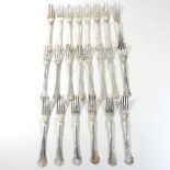 A set of twenty-two Danish silver dessert forks, each having a scrolled terminal, marked COHR,