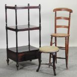 A Victorian rosewood three tier whatnot,